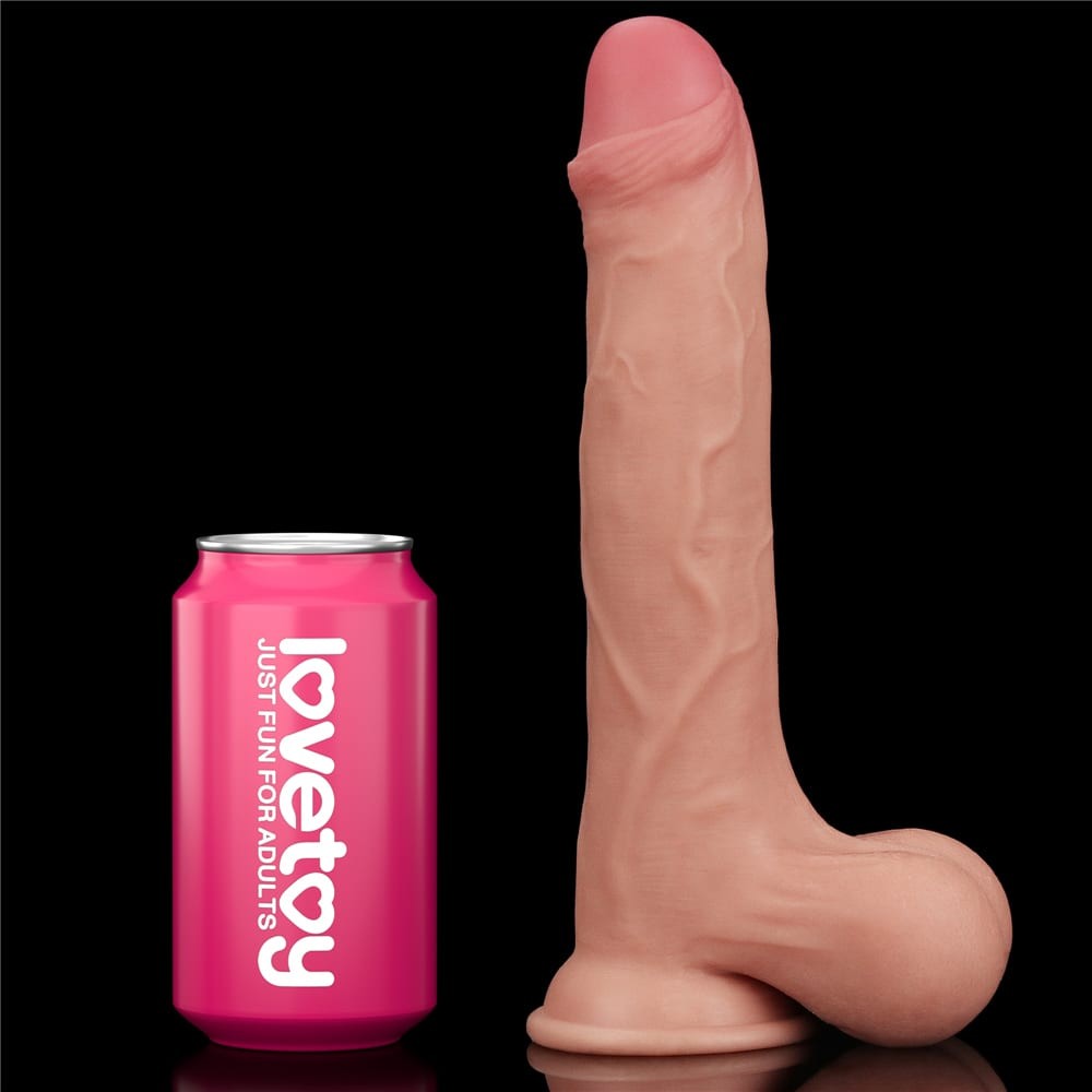 Dildo a doppio strato con pelle scorrevole da 9,5'' - Testicolo intero