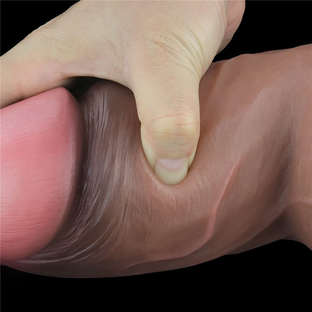 7" Doppio Strato Silicone Naturale Cazzo Marrone