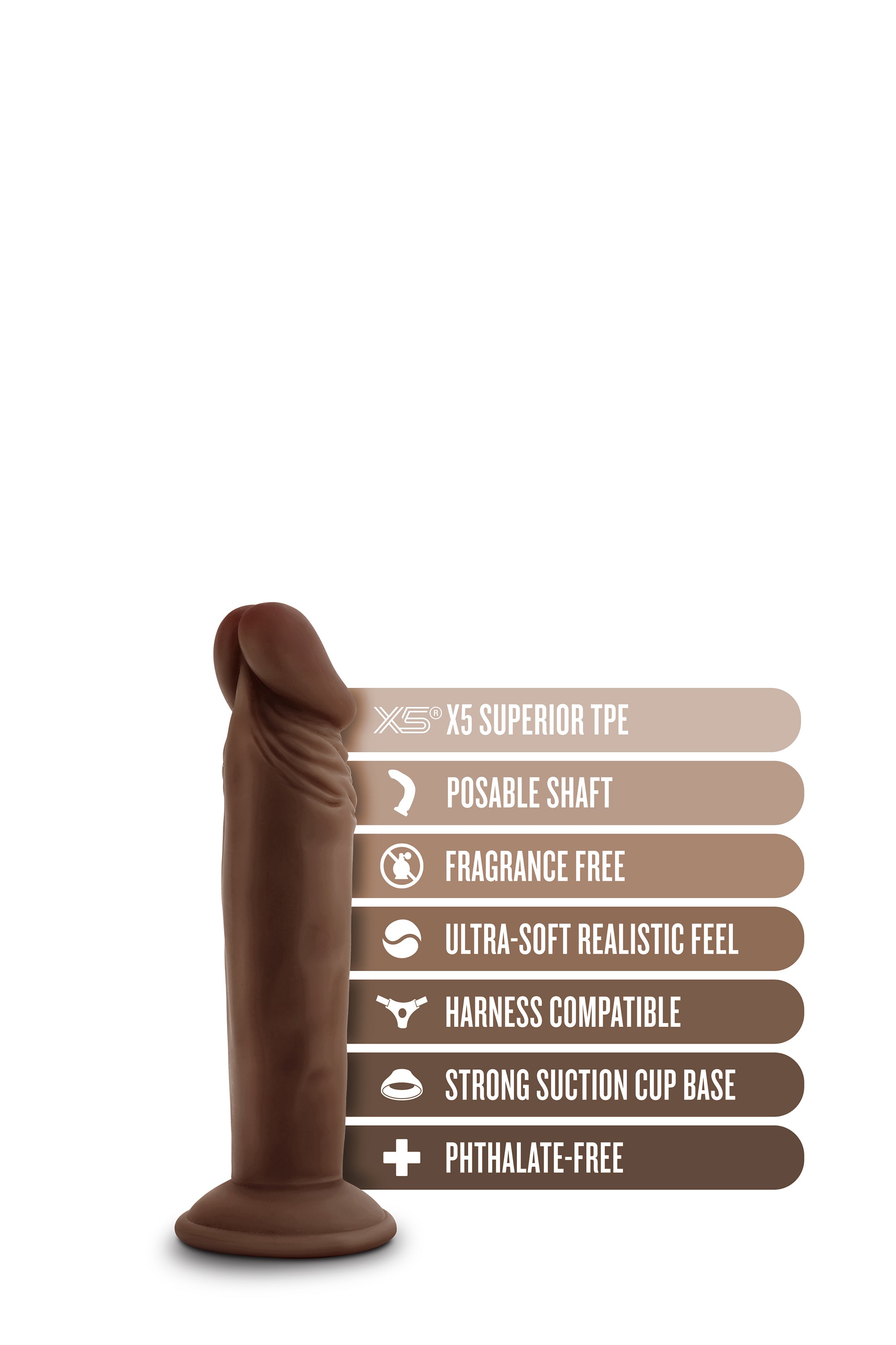 DR. SKIN PLUS DILDO POSIZIONABILE 6 POLLICI CIOCCOLATO