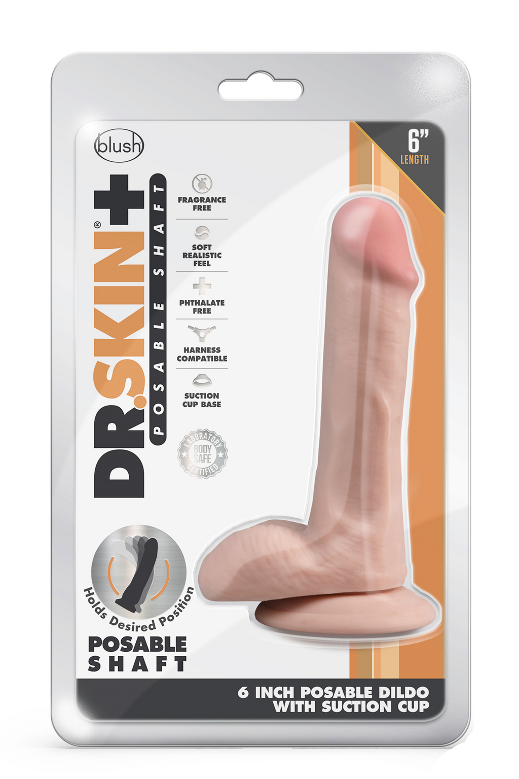 DR. SKIN PLUS DILDO POSABILE DA 6 POLLICI CON PALLINE VANIGLIA