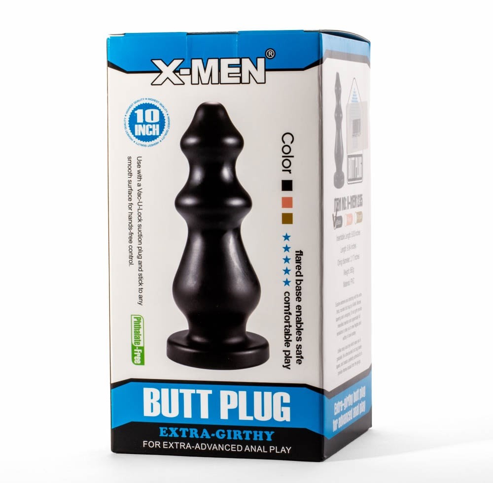Plug anale extra spesso X-Men da 10" Nero VI