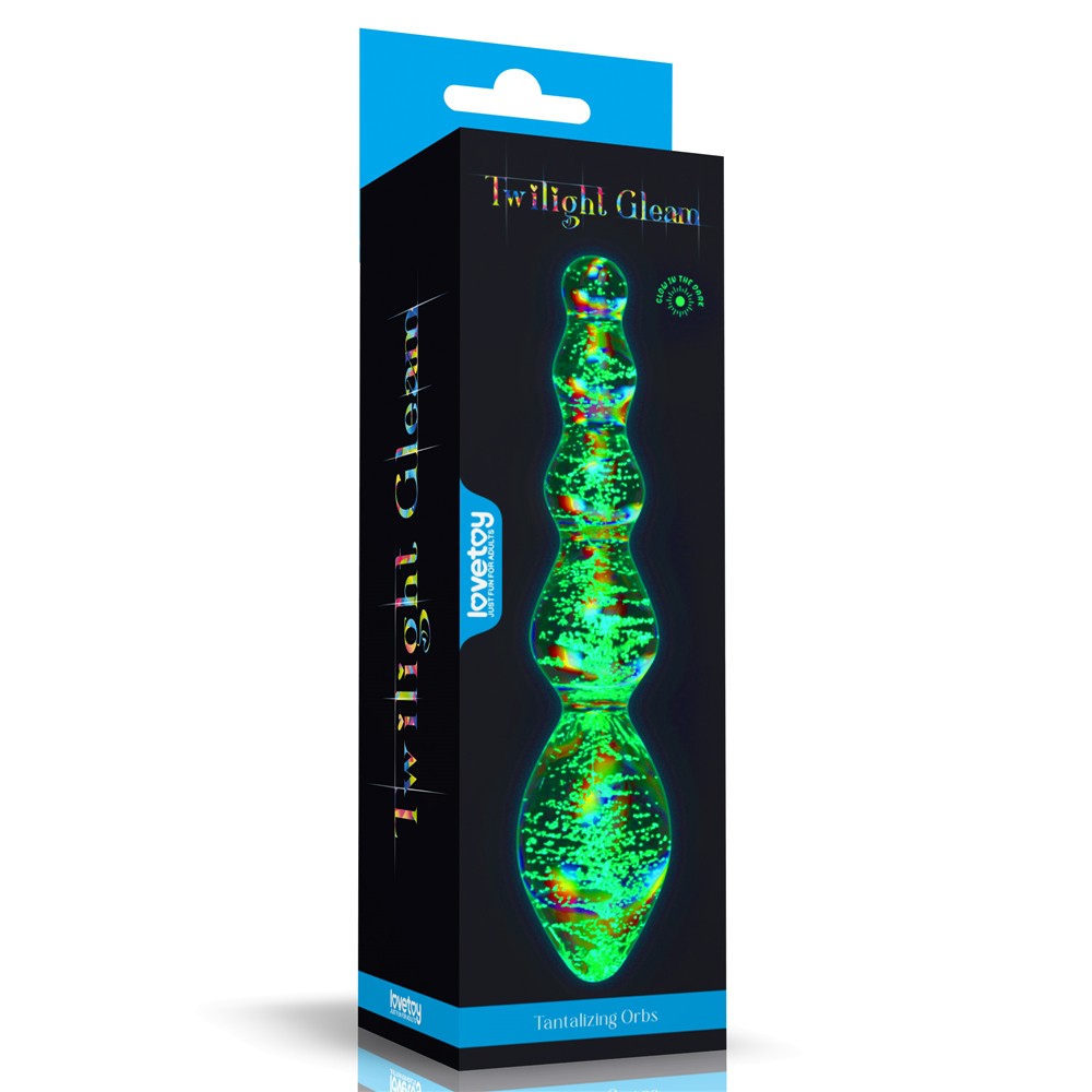 Dildo in vetro Twilight Gleam fosforescente - Sfere stuzzicanti