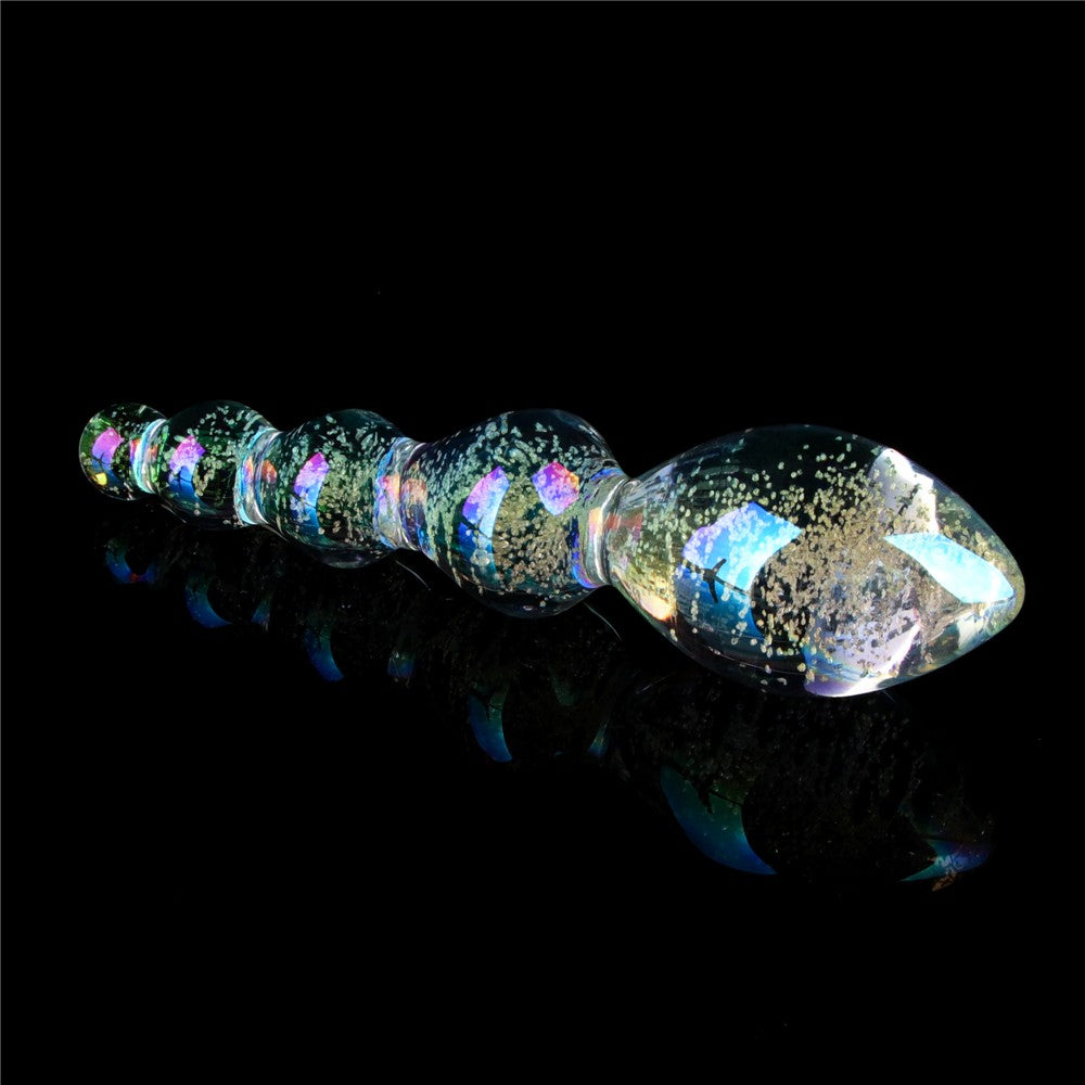 Dildo in vetro Twilight Gleam fosforescente - Sfere stuzzicanti