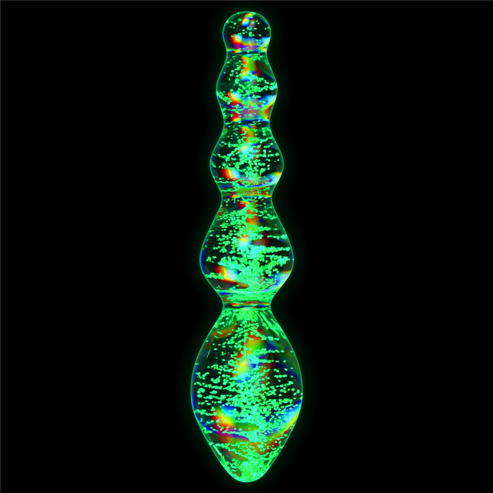 Dildo in vetro Twilight Gleam fosforescente - Sfere stuzzicanti