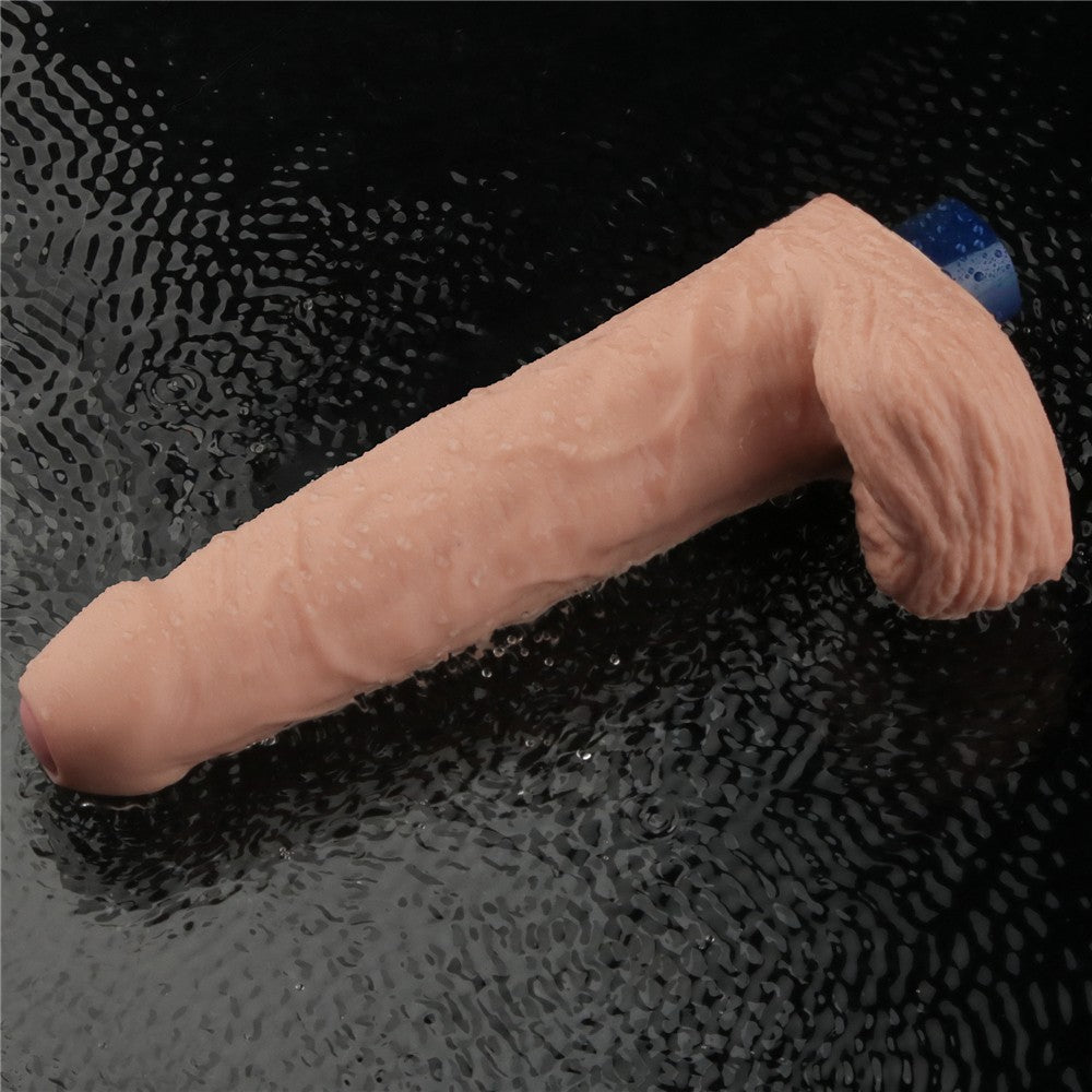 Dildo vibrante ricaricabile REAL SOFTEE da 9" (color carne)