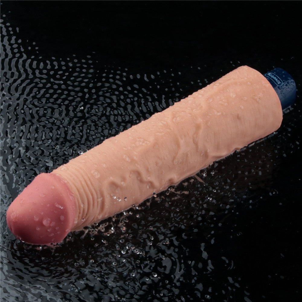 Dildo vibrante ricaricabile REAL SOFTEE da 9,5" (color carne)