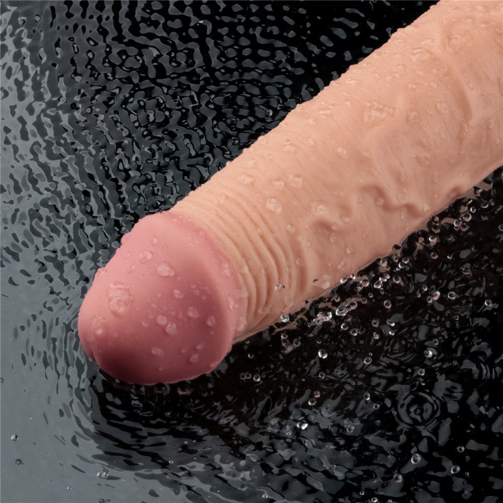 Dildo vibrante ricaricabile REAL SOFTEE da 9,5" (color carne)