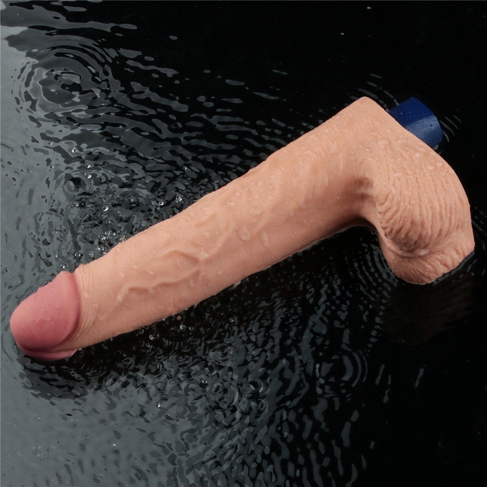 Dildo vibrante ricaricabile REAL SOFTEE da 10" (color carne)_B15O50_4