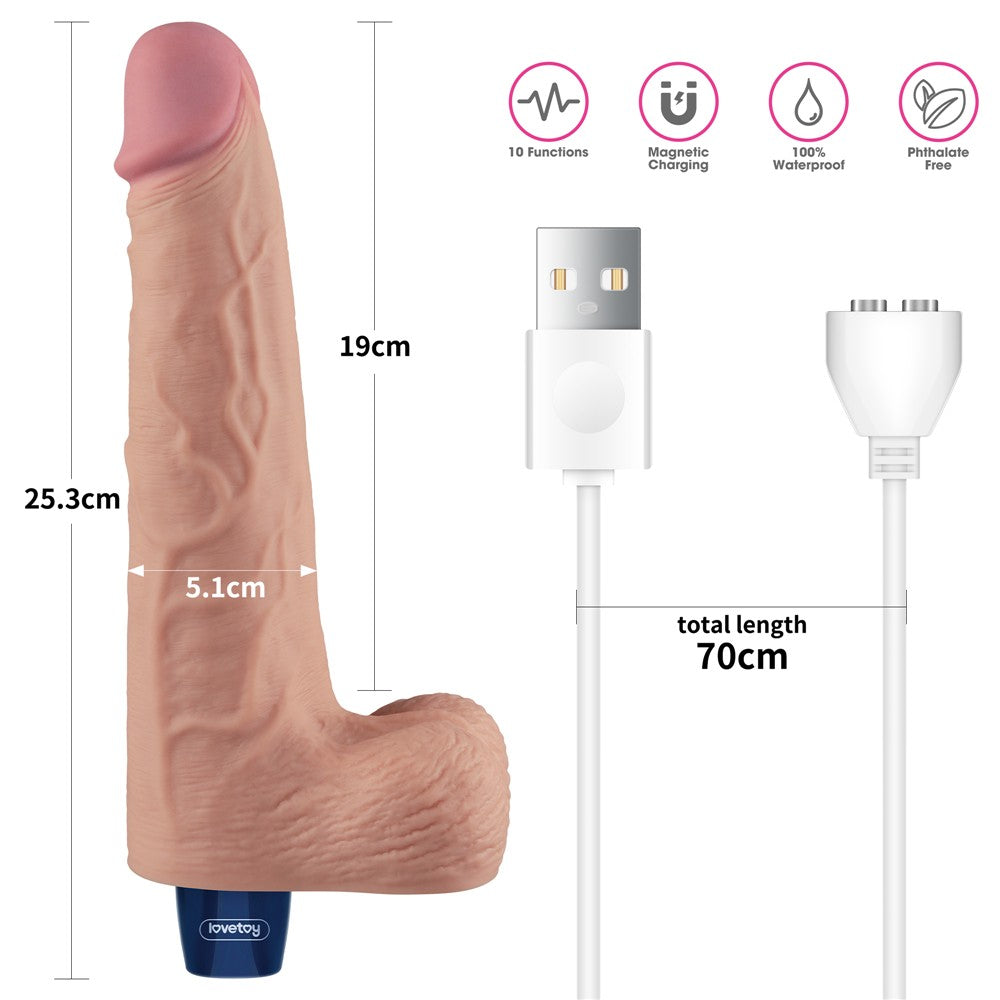 Dildo vibrante ricaricabile REAL SOFTEE da 10" (color carne)_B15O50_4