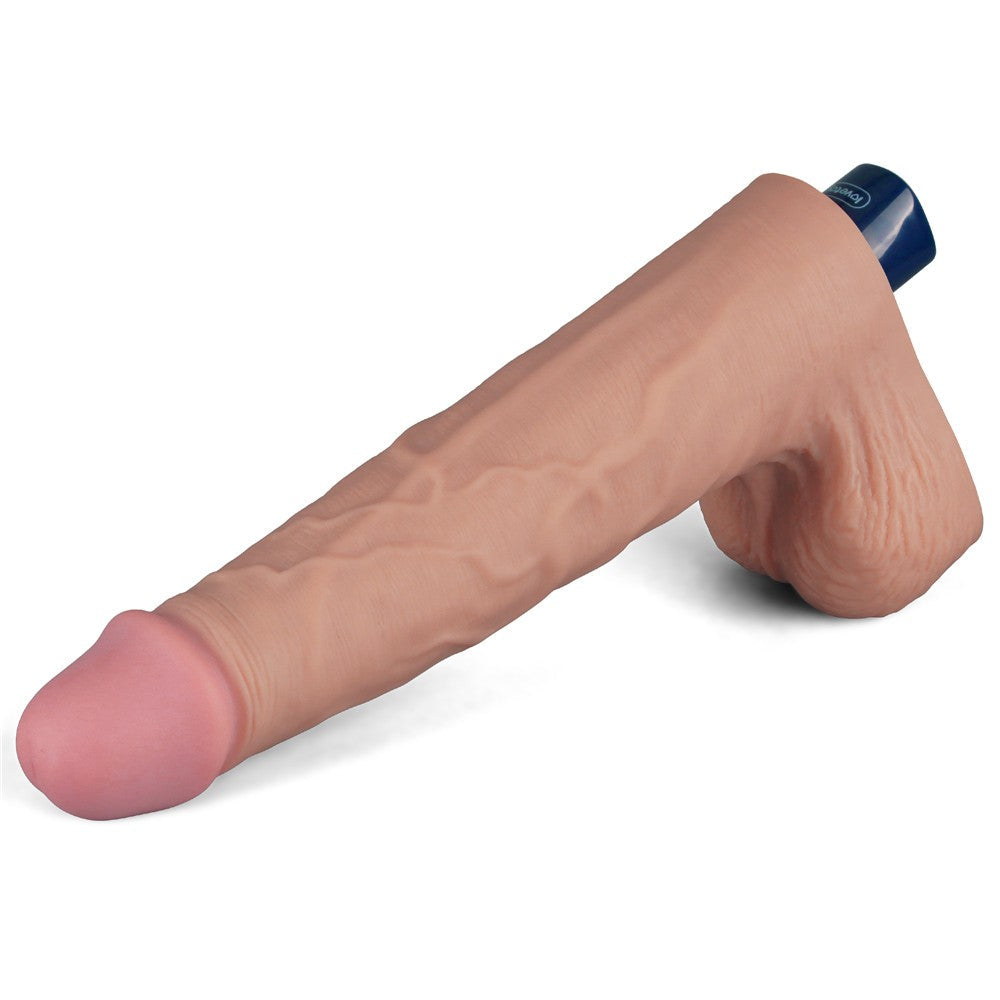Dildo vibrante ricaricabile REAL SOFTEE da 10" (color carne)_B15O50_4