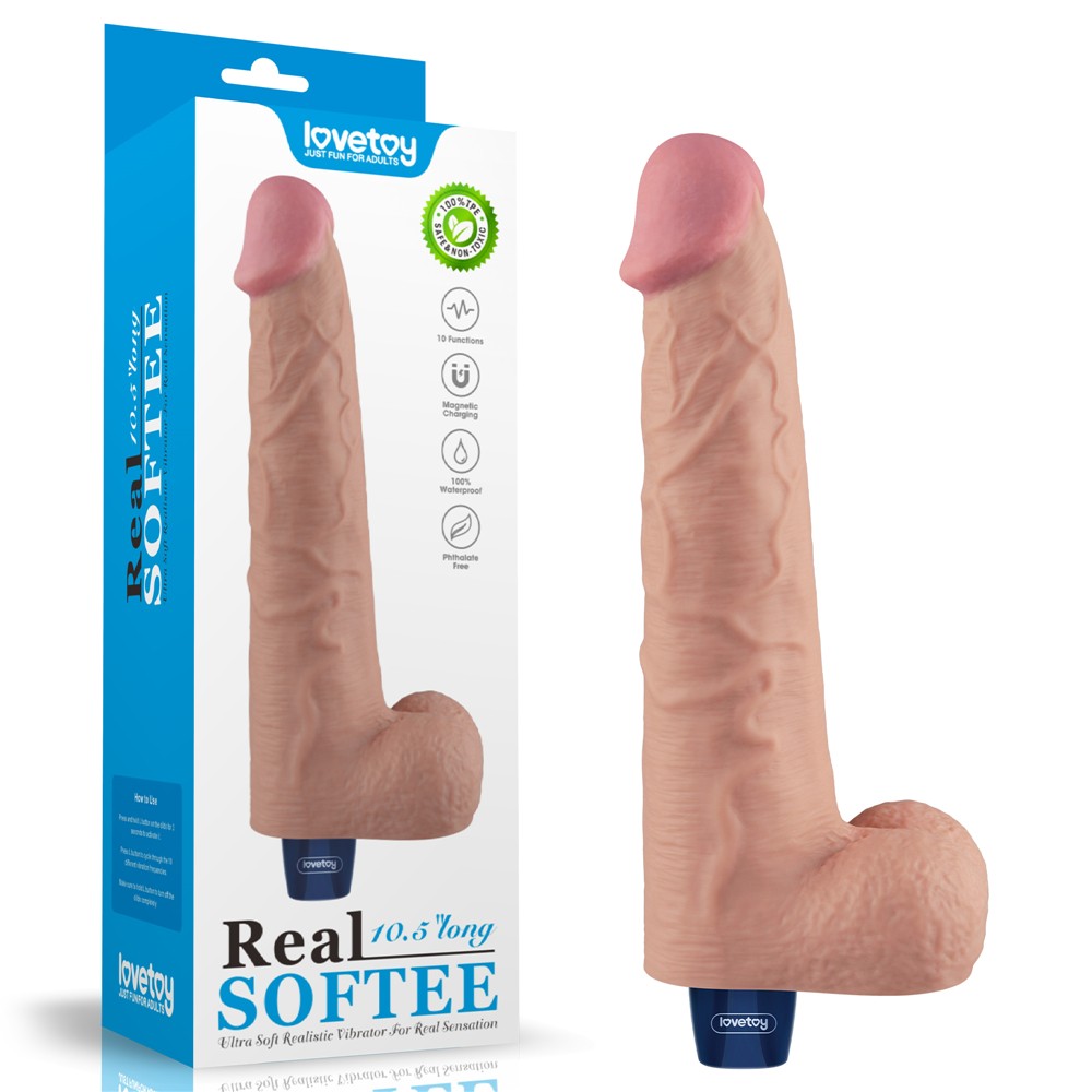 Dildo vibrante ricaricabile REAL SOFTEE da 10,5" (color carne)_B15O50_4
