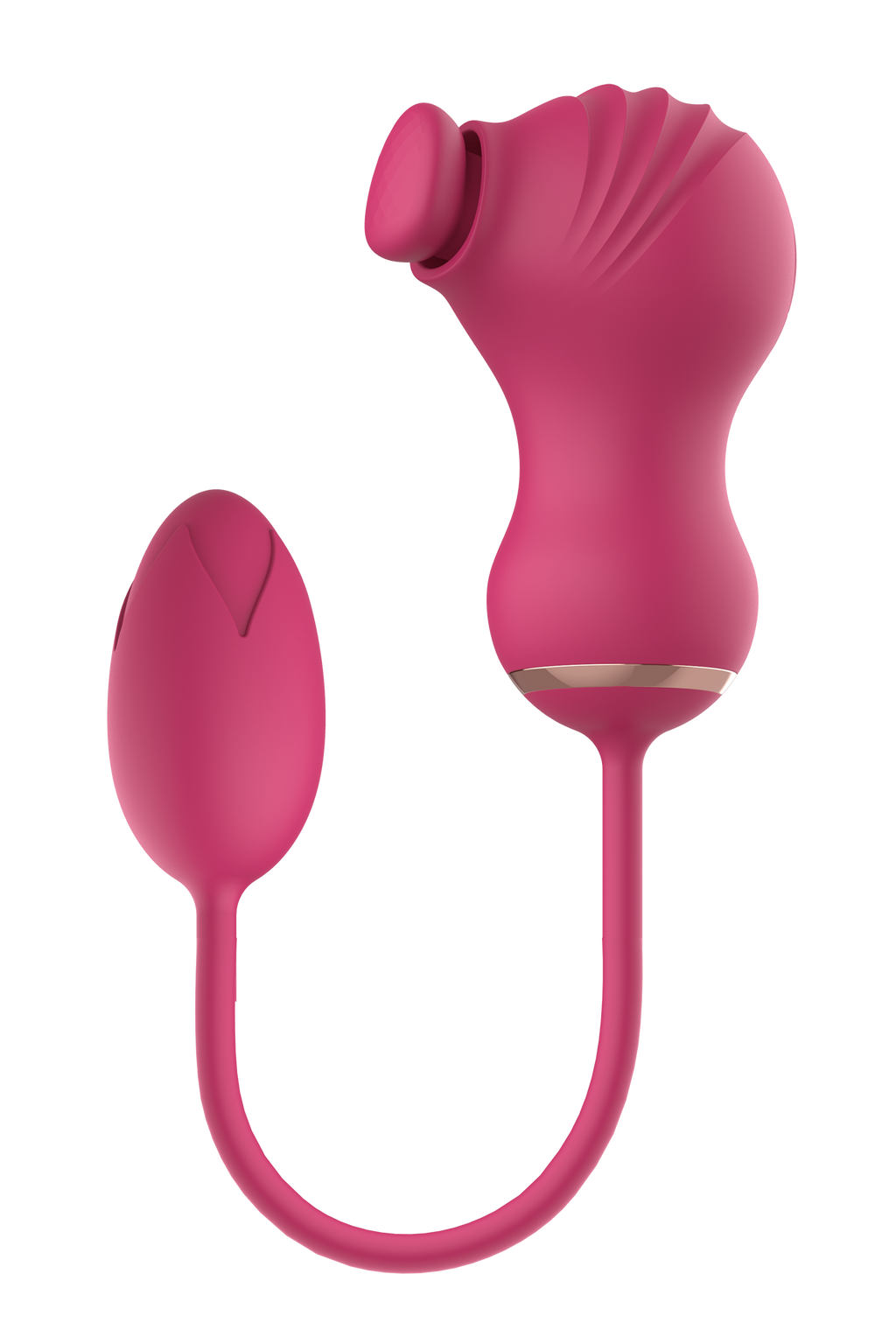 ESSENTIALS DOPPIO STIMOLATORE FLESSIBILE E UOVO VIBRANTE ROSA