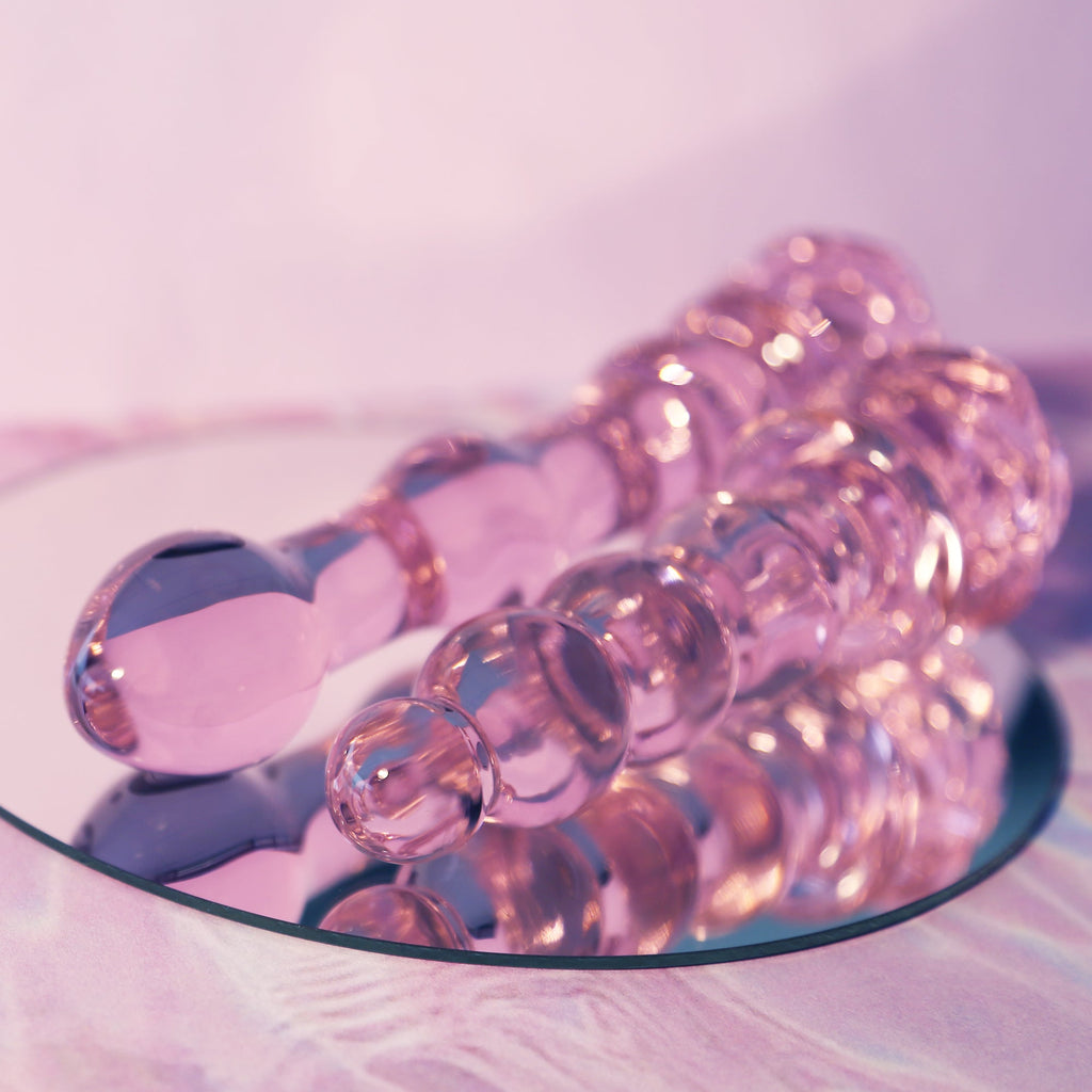 Tappo in vetro smaltato a forma di rosa con perline