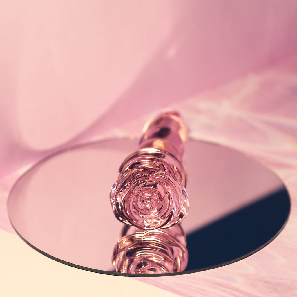 Tappo in vetro smaltato a forma di rosa con perline
