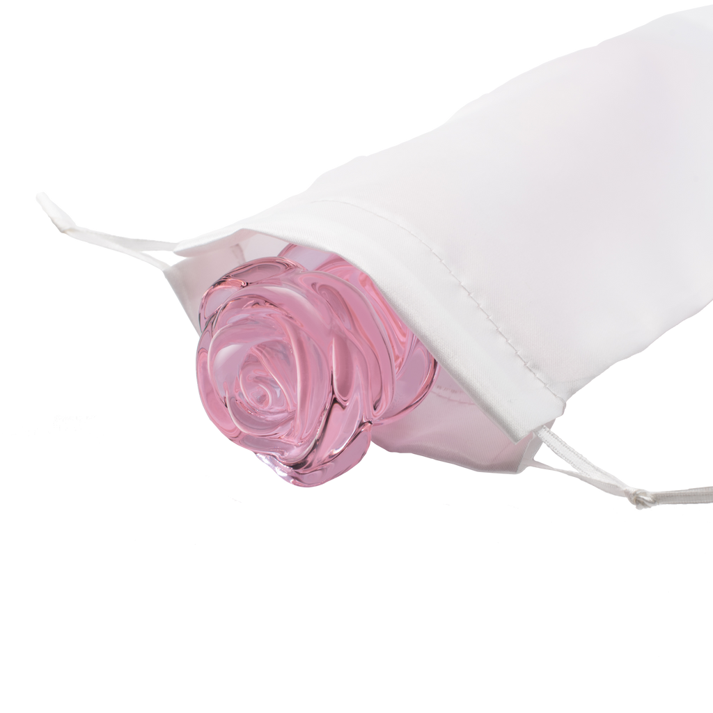 DILDO A SPIRALE CON ROSA IN VETRO Smaltato PER IL PUNTO G