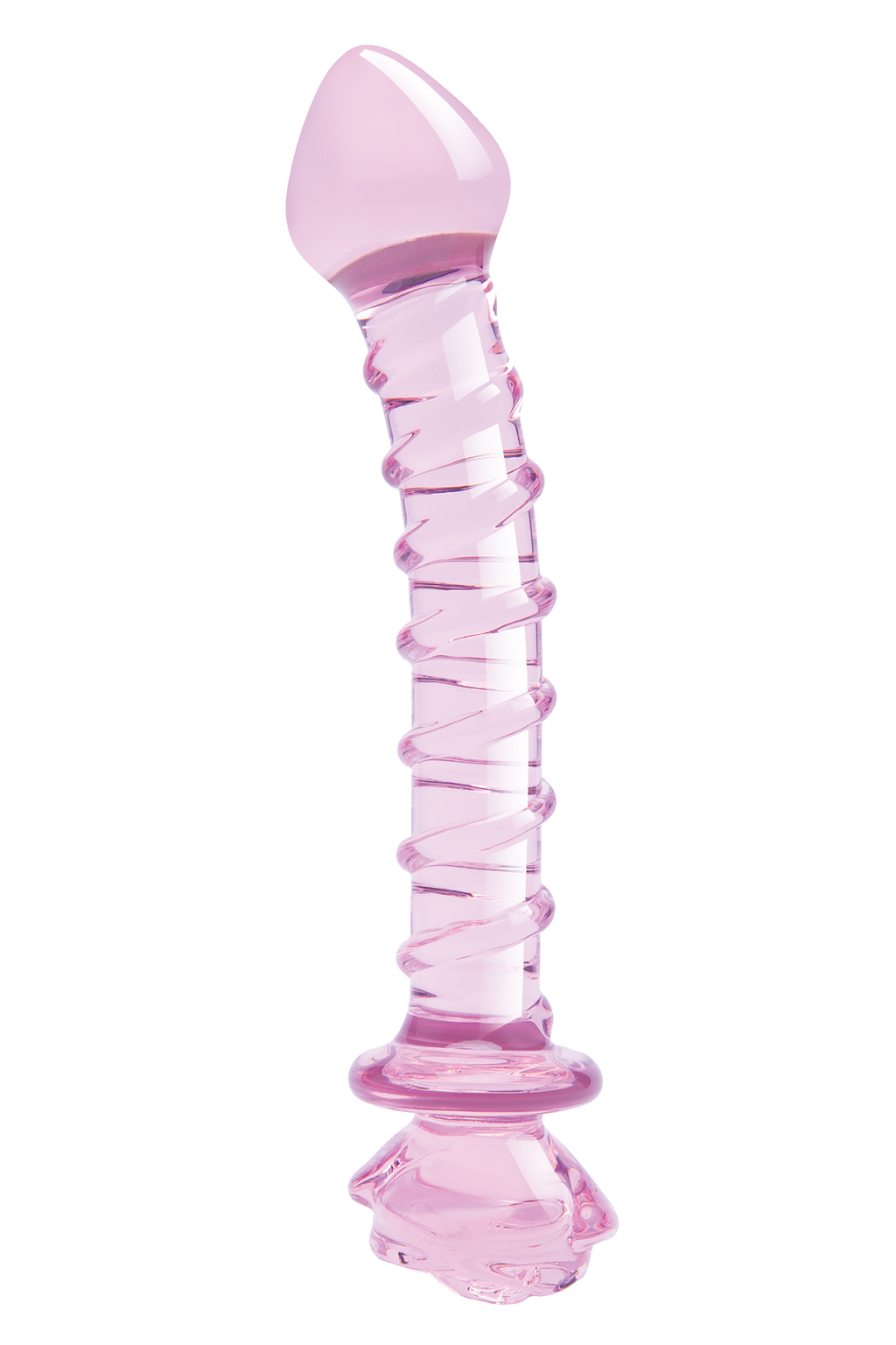 DILDO A SPIRALE CON ROSA IN VETRO Smaltato PER IL PUNTO G