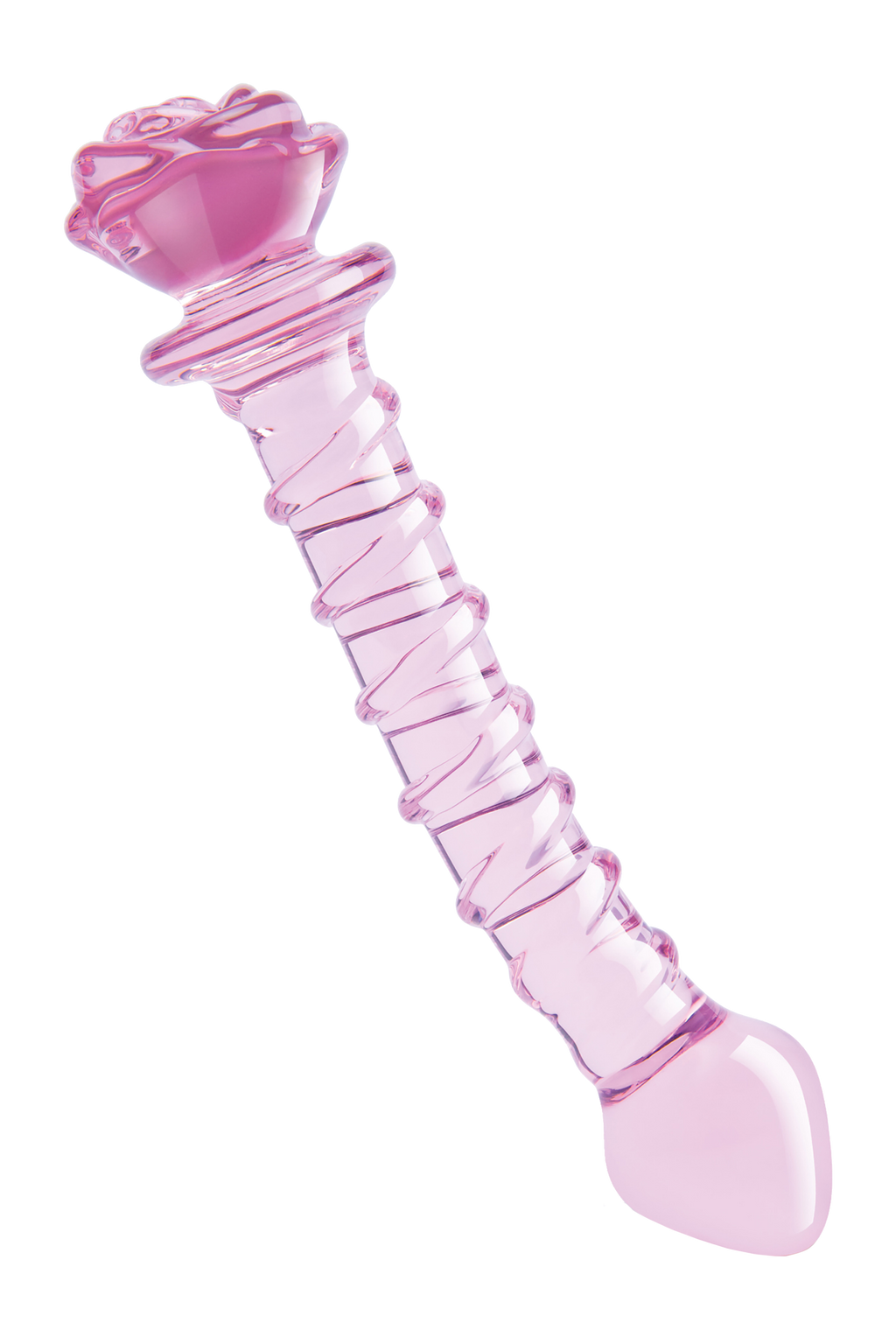 DILDO A SPIRALE CON ROSA IN VETRO Smaltato PER IL PUNTO G