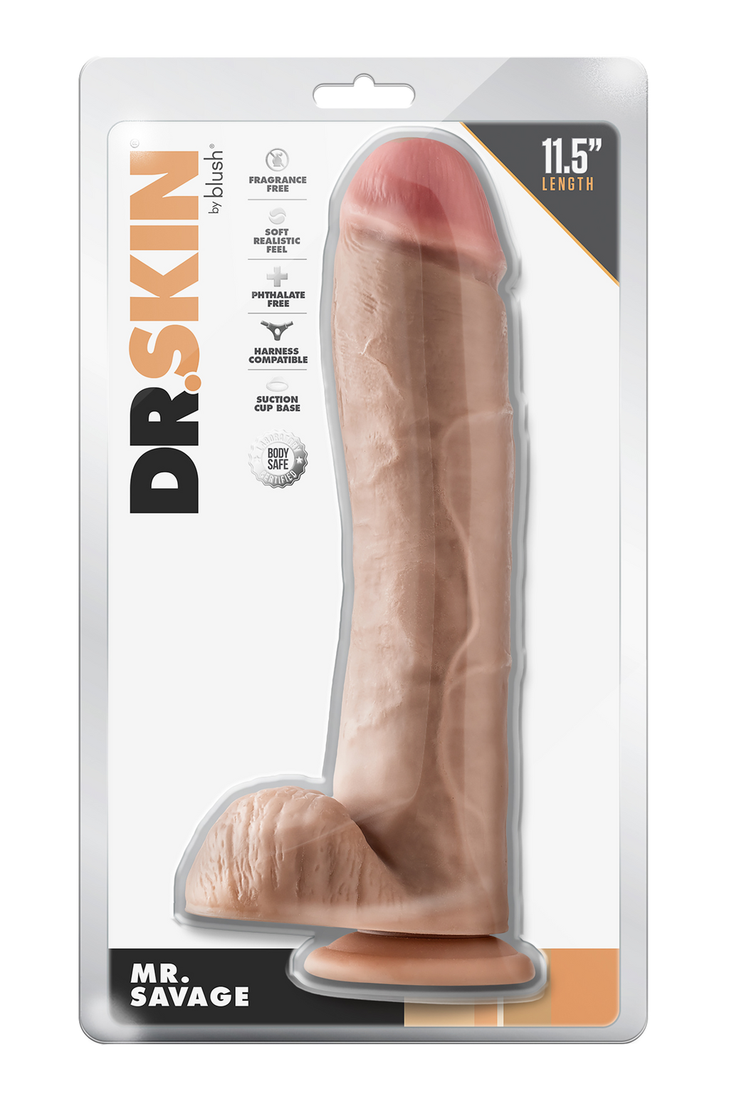 DR. SKIN MR. SAVAGE DILDO DA 11,5 POLLICI CON PALLE BEIGE