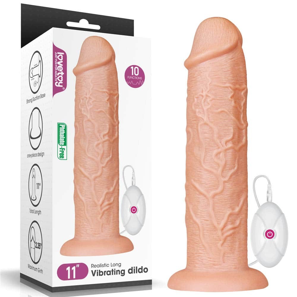 Dildo vibrante lungo realistico da 11'' color carne