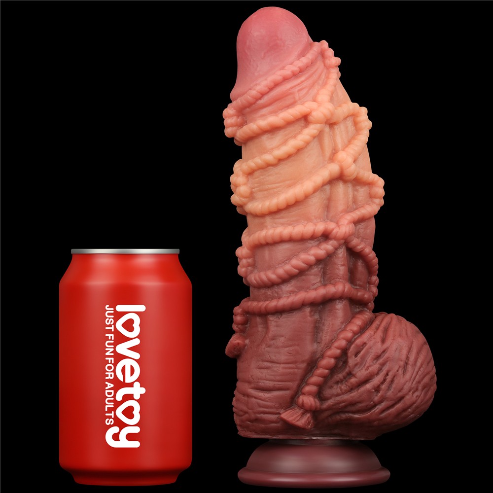 Pene in silicone platino a doppio strato da 9,5'' con corda_B15O50_3
