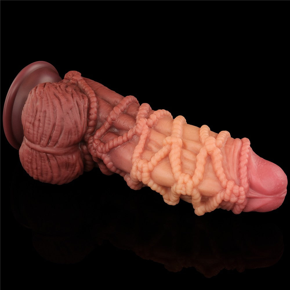 Pene in silicone platino a doppio strato da 9,5'' con corda_B15O50_3