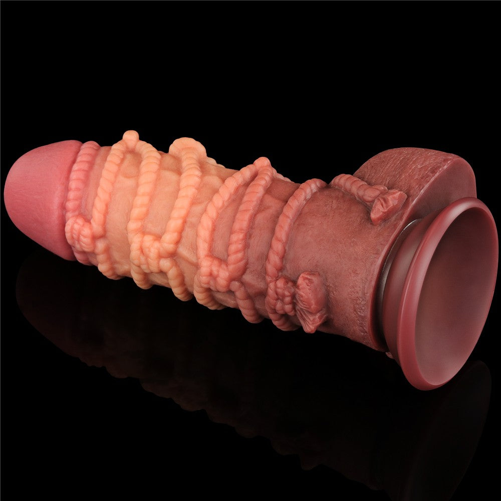 Pene in silicone platino a doppio strato da 9,5'' con corda_B15O50_3