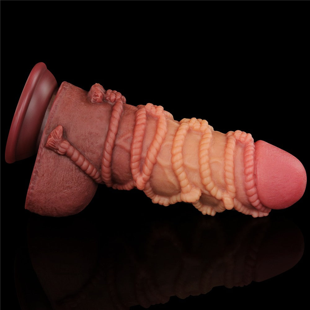 Pene in silicone platino a doppio strato da 9,5'' con corda_B15O50_3