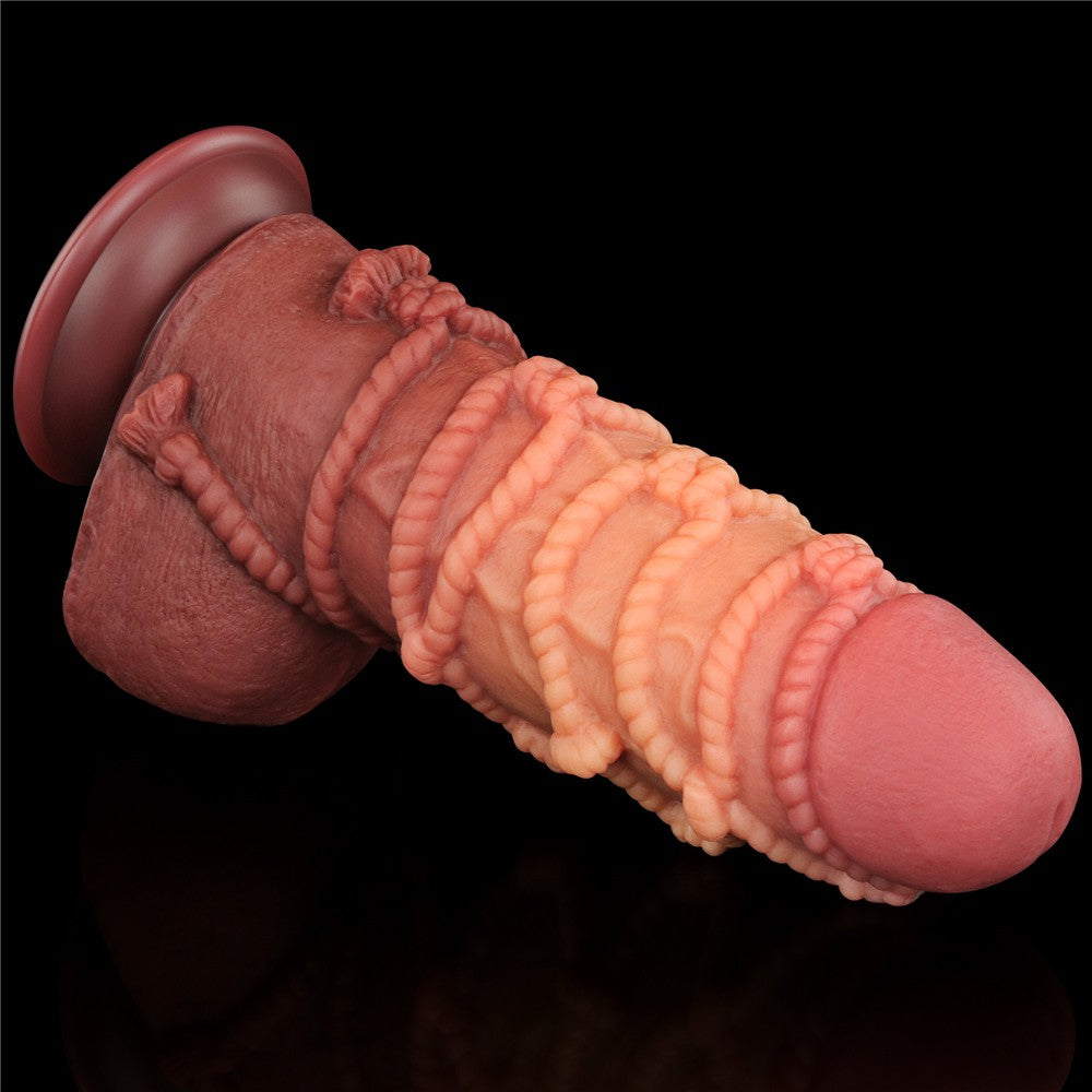 Pene in silicone platino a doppio strato da 9,5'' con corda_B15O50_3