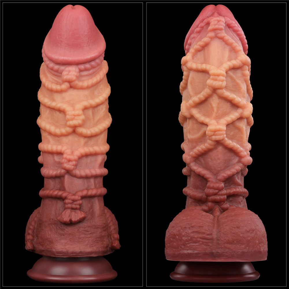Pene in silicone platino a doppio strato da 10,5'' con corda