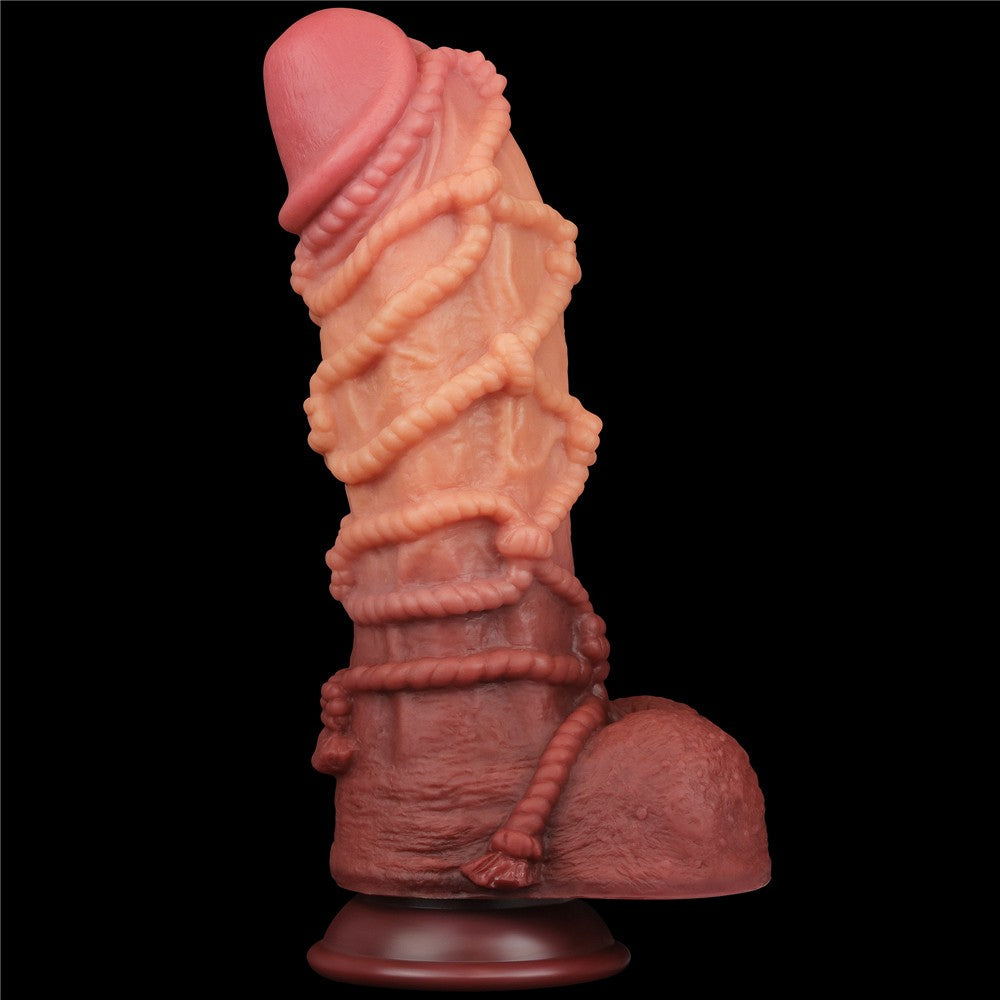 Pene in silicone platino a doppio strato da 10,5'' con corda