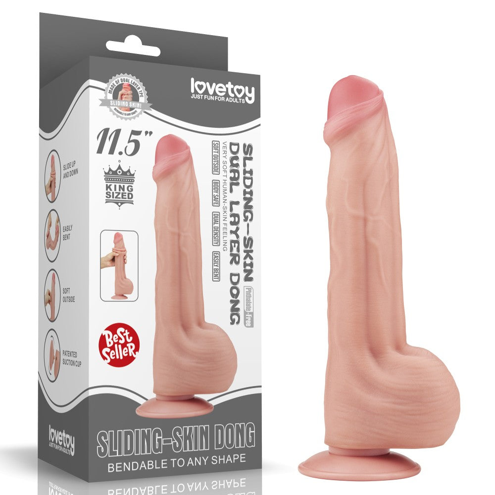 Dildo a doppio strato con pelle scorrevole King Size da 11,5''