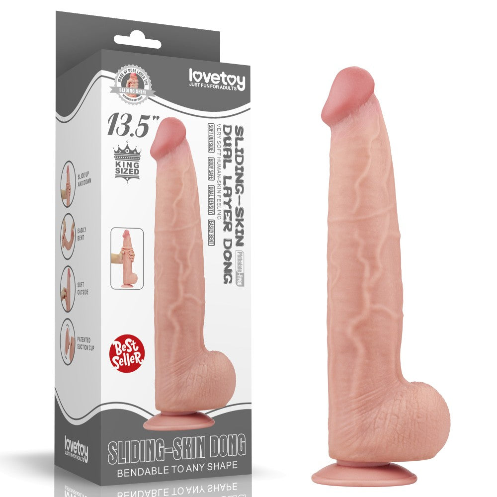 Dildo a doppio strato con pelle scorrevole King Size da 13,5''