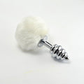 Plug in metallo con pompon a spirale bianco