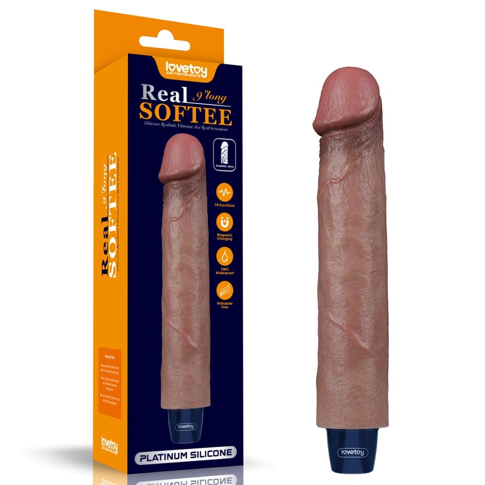 Dildo vibrante ricaricabile in silicone REAL SOFTEE da 9"