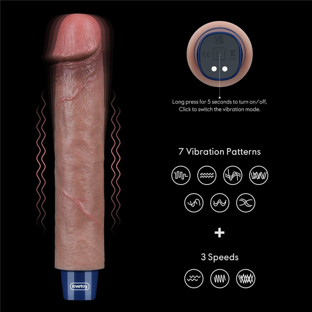 Dildo vibrante ricaricabile in silicone REAL SOFTEE da 9"