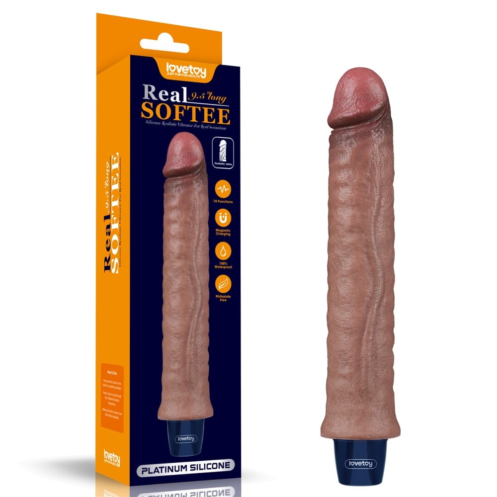 Dildo vibrante ricaricabile in silicone REAL SOFTEE da 9,5"