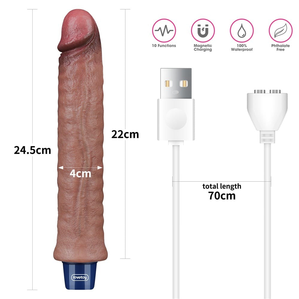 Dildo vibrante ricaricabile in silicone REAL SOFTEE da 9,5"