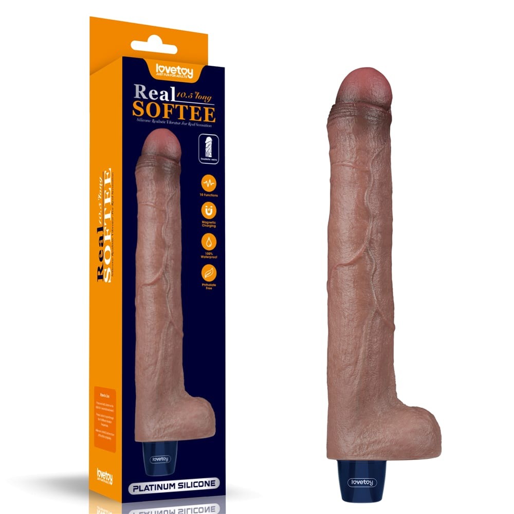 Dildo vibrante ricaricabile in silicone REAL SOFTEE da 10,5"