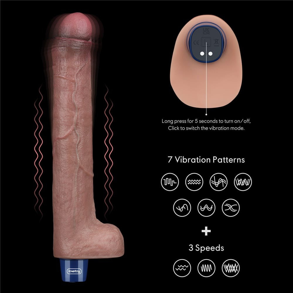 Dildo vibrante ricaricabile in silicone REAL SOFTEE da 10,5"