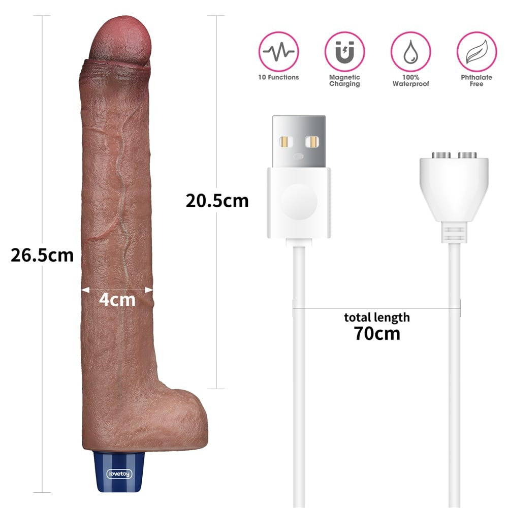 Dildo vibrante ricaricabile in silicone REAL SOFTEE da 10,5"