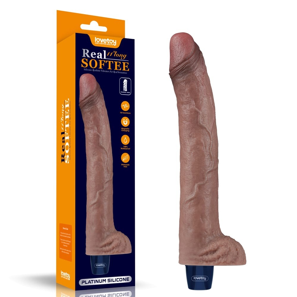 Dildo vibrante ricaricabile in silicone REAL SOFTEE da 11"