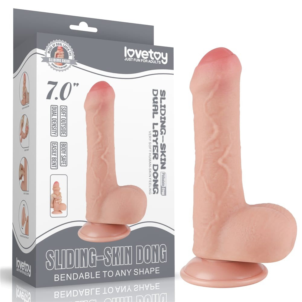 Dildo a doppio strato con pelle scorrevole da 7'' Flesh_B0O50_3