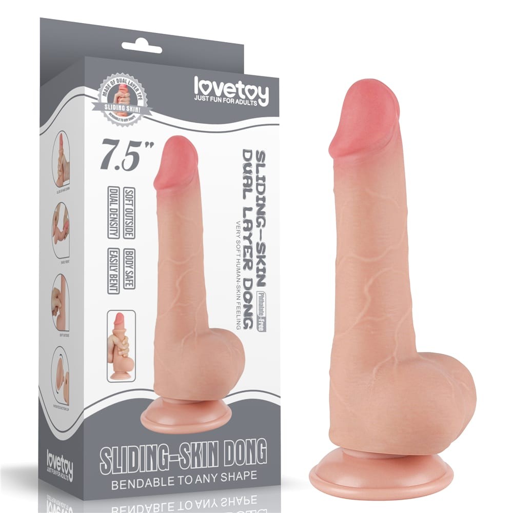 Dildo a doppio strato con pelle scorrevole da 7,5'', color carne II_B15O50_3