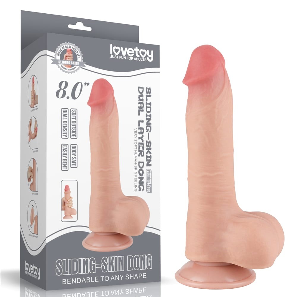 Dildo a doppio strato scorrevole da 8'' color carne I_B15O50_3