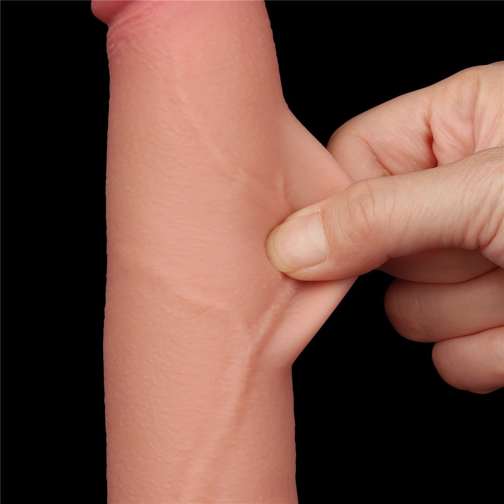 Dildo a doppio strato con pelle scorrevole da 8,5'', color carne I_B15O50_3