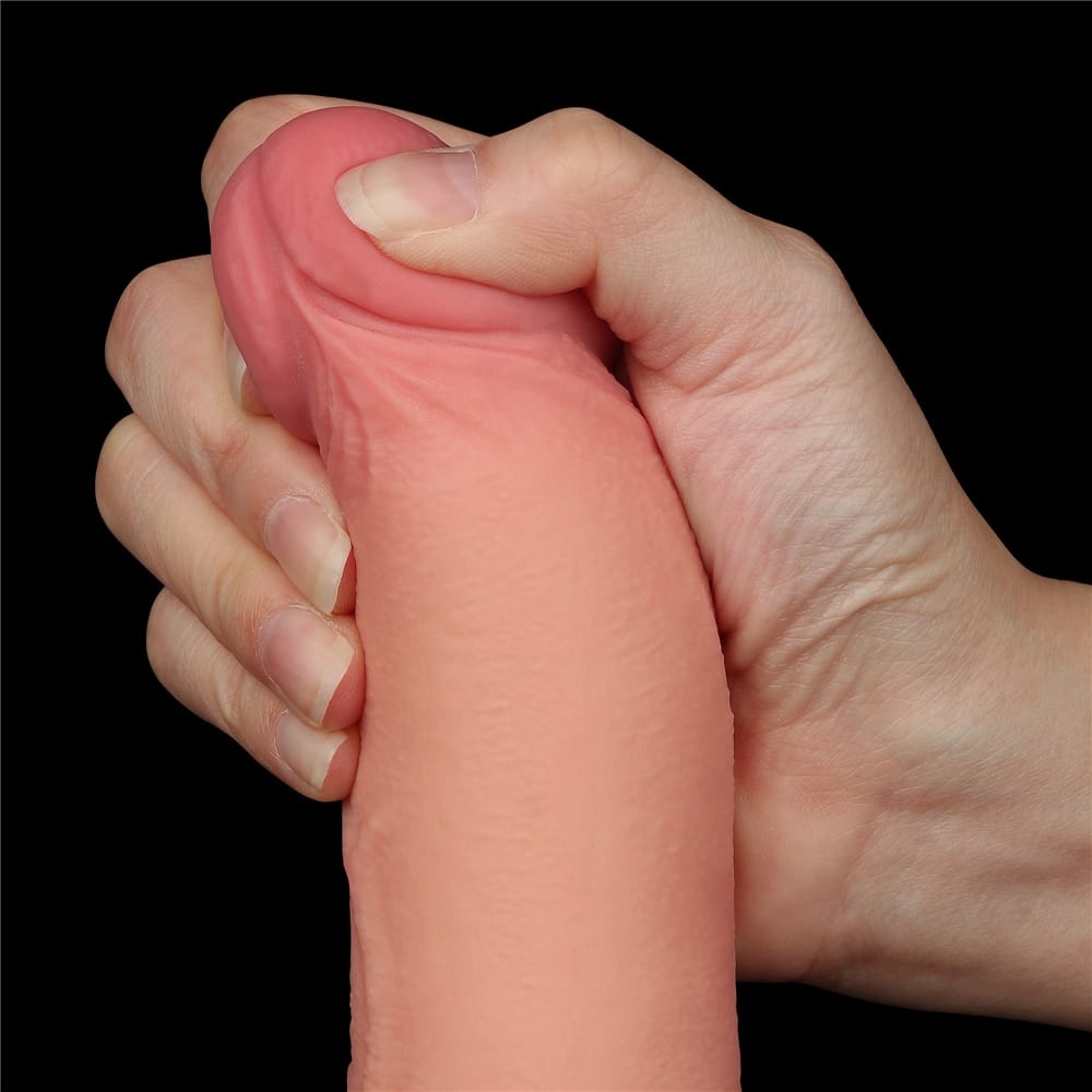 Dildo a doppio strato con pelle scorrevole da 8,5'', color carne I_B15O50_3