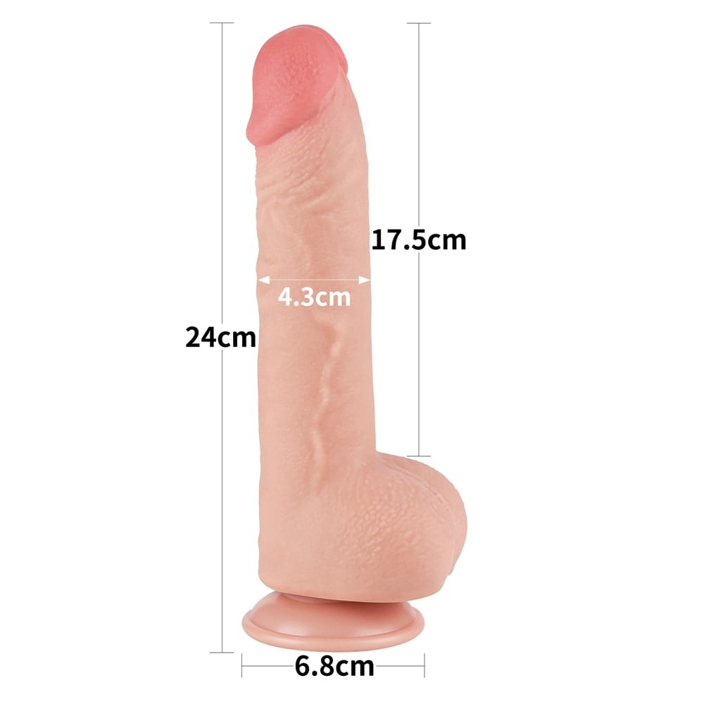 Dildo a doppio strato con pelle scorrevole da 9,5'', color carne_B15O50_3