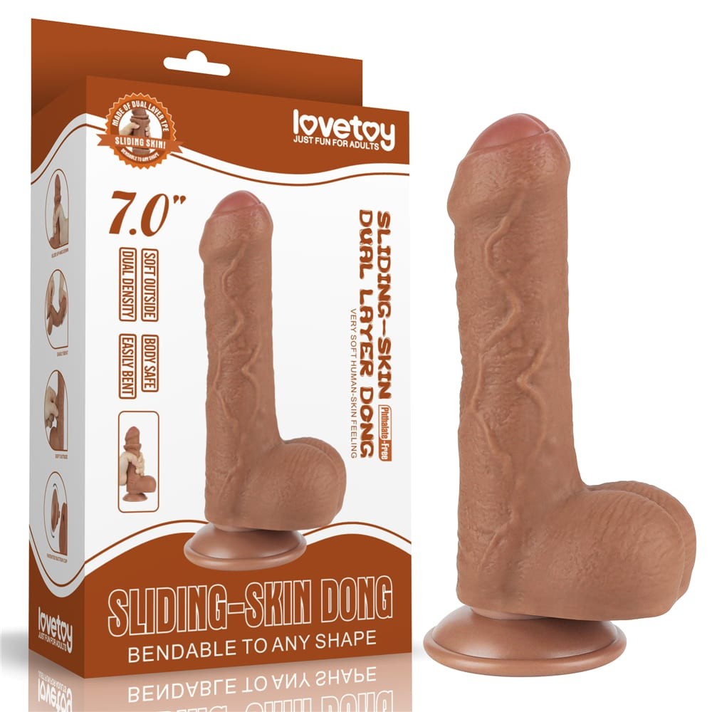 Dildo doppio strato scorrevole da 7'' marrone_B15O50_3