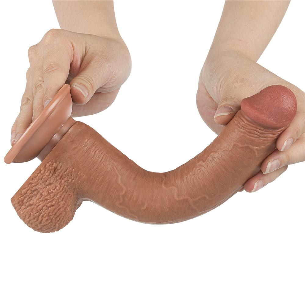 Dildo doppio strato scorrevole da 9'' marrone_B15O50_3