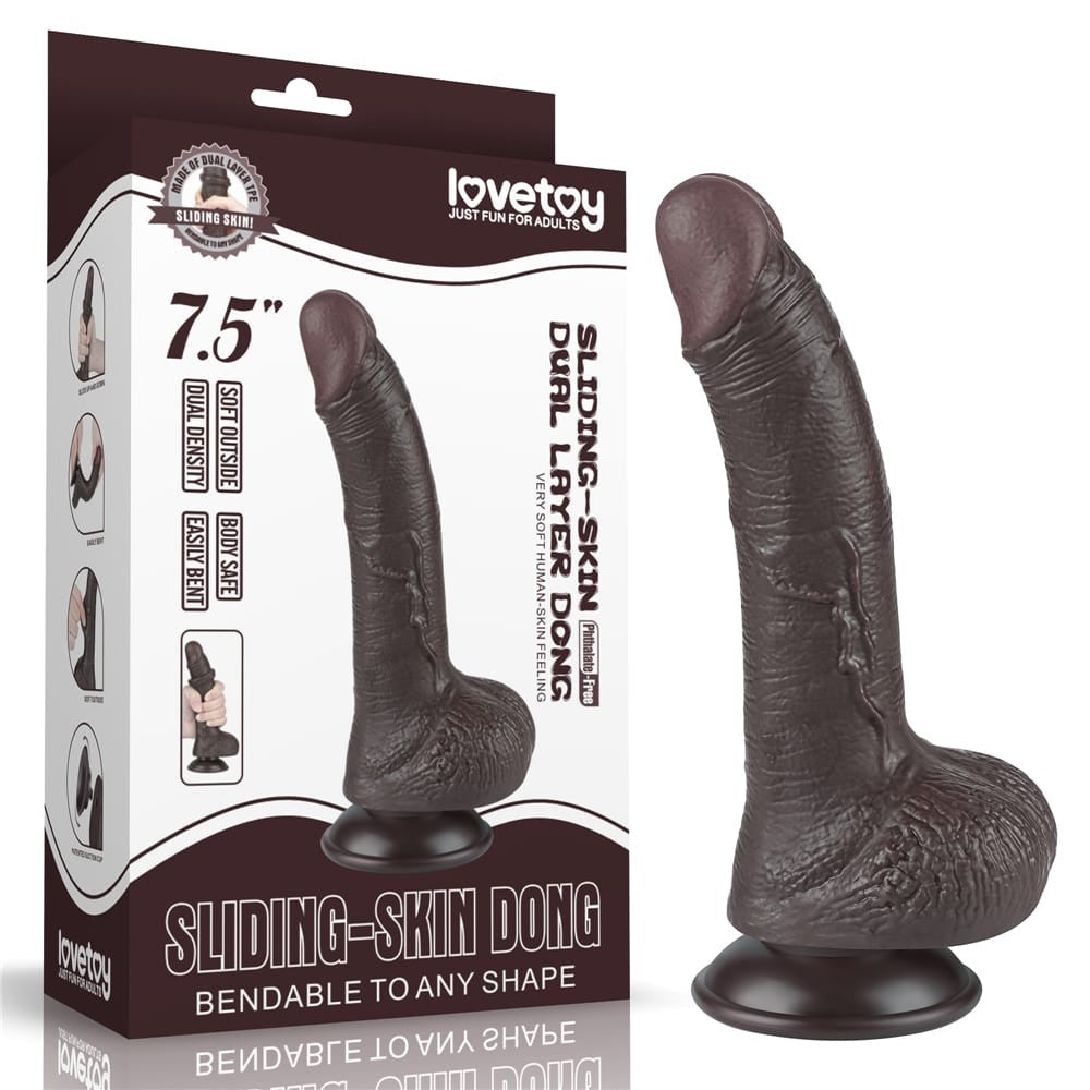 Dildo doppio strato scorrevole da 7,5'', nero I_B15O50_3